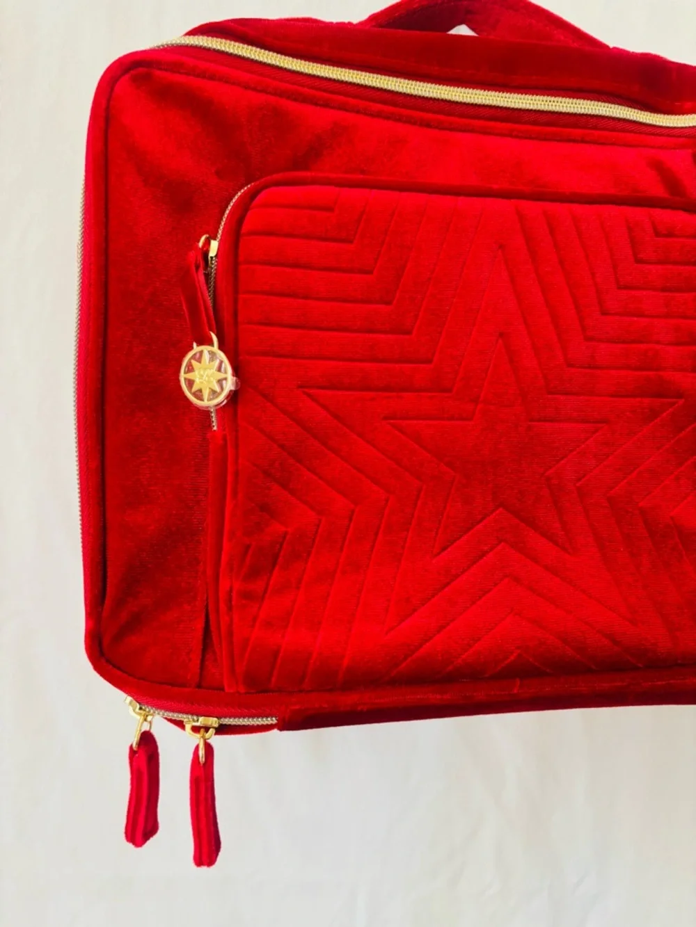 Wonder Woman inspired Red Stars Quilted Estée Lauder travel Bag